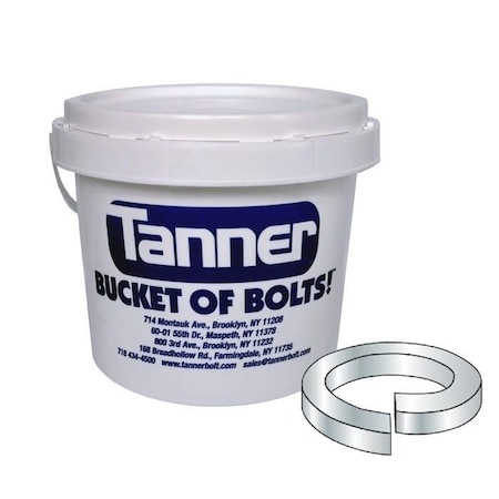 Tanner 3/8in Split Lock Washers, Steel, Zinc Plated, Bucket-of-Bolts! 6500 Pieces per Bucket TB-362